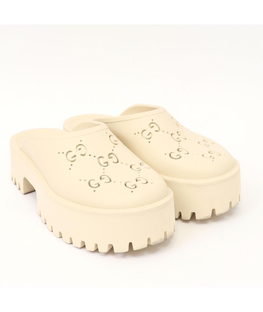 GUCCI Бежевые резиновые сабо, фото 2