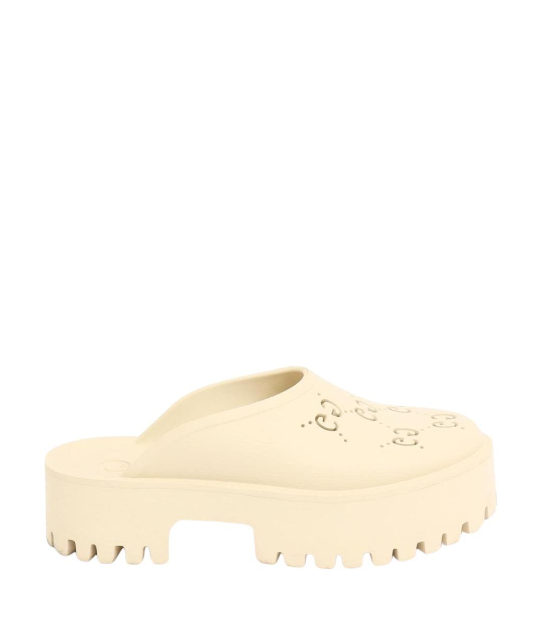 GUCCI Бежевые резиновые сабо, фото 1