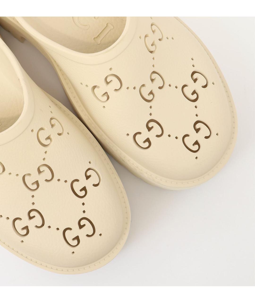 GUCCI Бежевые резиновые сабо, фото 5