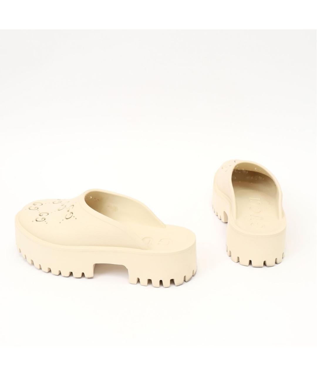 GUCCI Бежевые резиновые сабо, фото 3