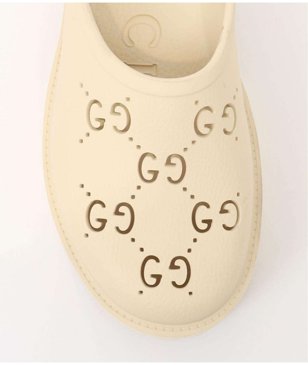 GUCCI Бежевые резиновые сабо, фото 4