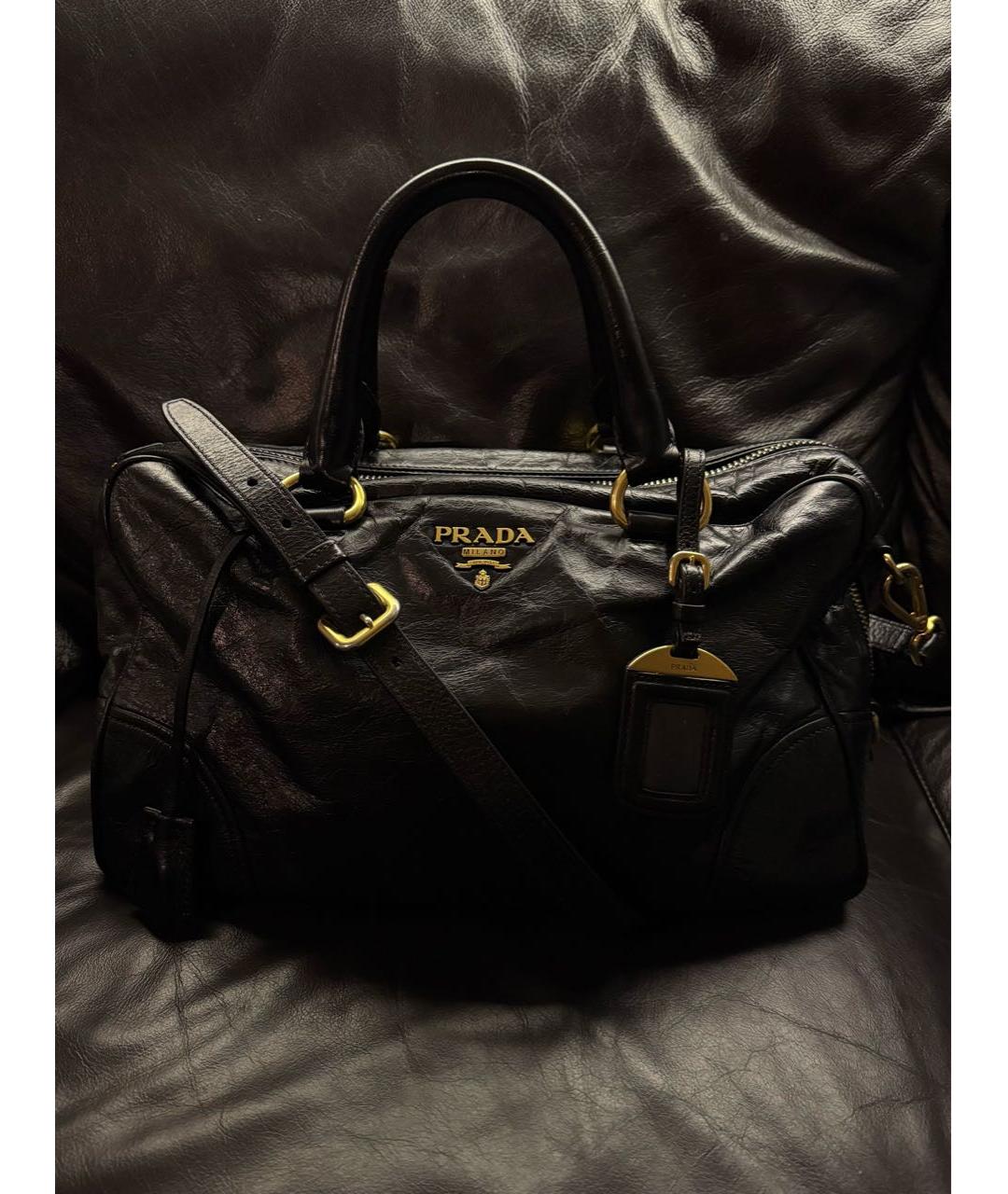 PRADA Черная кожаная сумка через плечо, фото 7