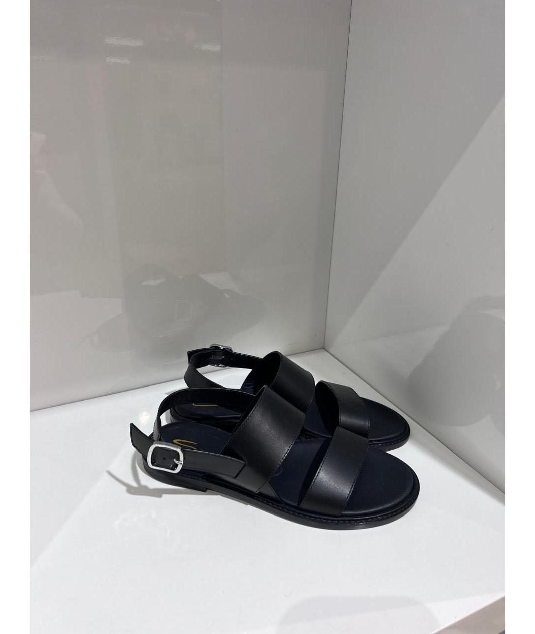SANTONI Черные кожаные сандалии, фото 2