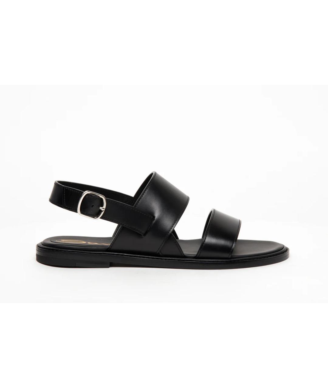 SANTONI Черные кожаные сандалии, фото 1