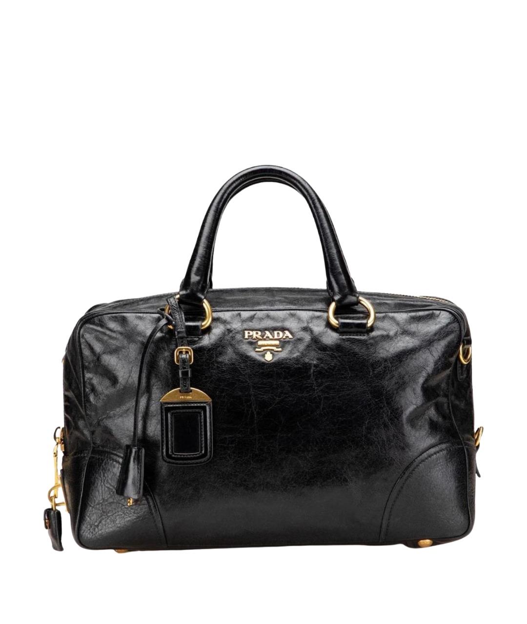 PRADA Черная кожаная сумка с короткими ручками, фото 1