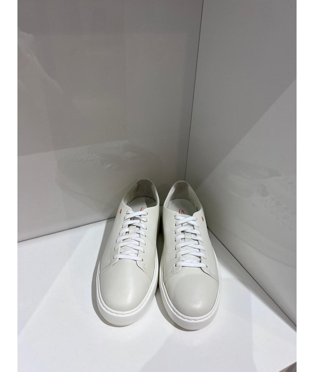 SANTONI Белые кожаные кеды, фото 3