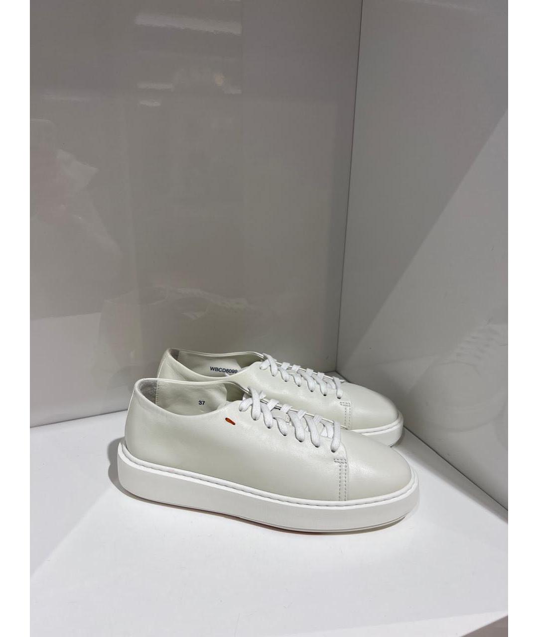 SANTONI Белые кожаные кеды, фото 2