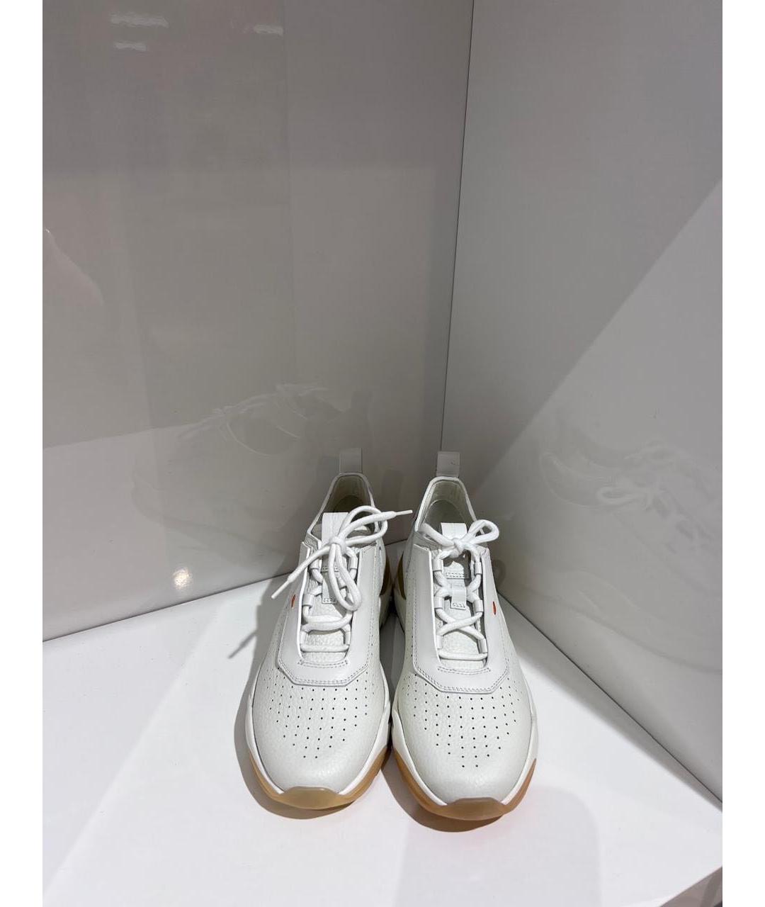SANTONI Белые кожаные кроссовки, фото 3