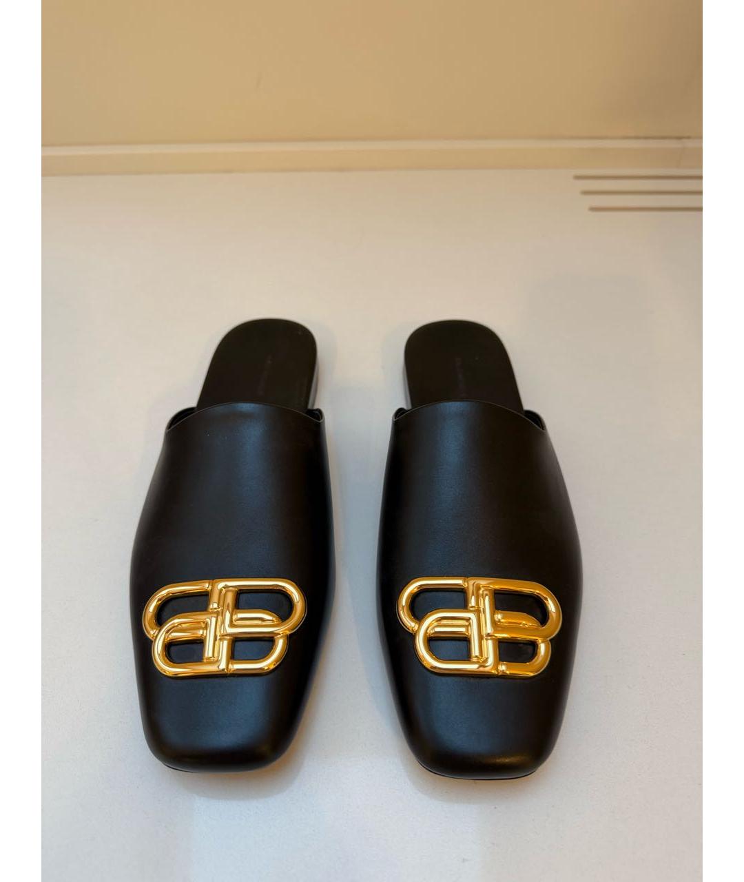 BALENCIAGA Черные кожаные мюли, фото 3