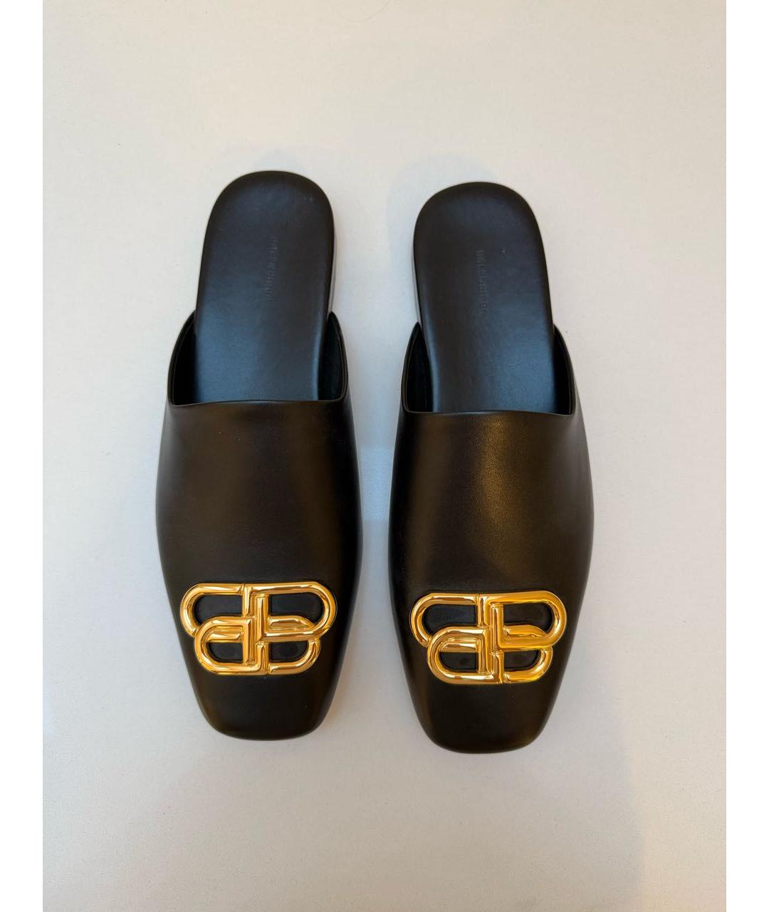 BALENCIAGA Черные кожаные мюли, фото 4