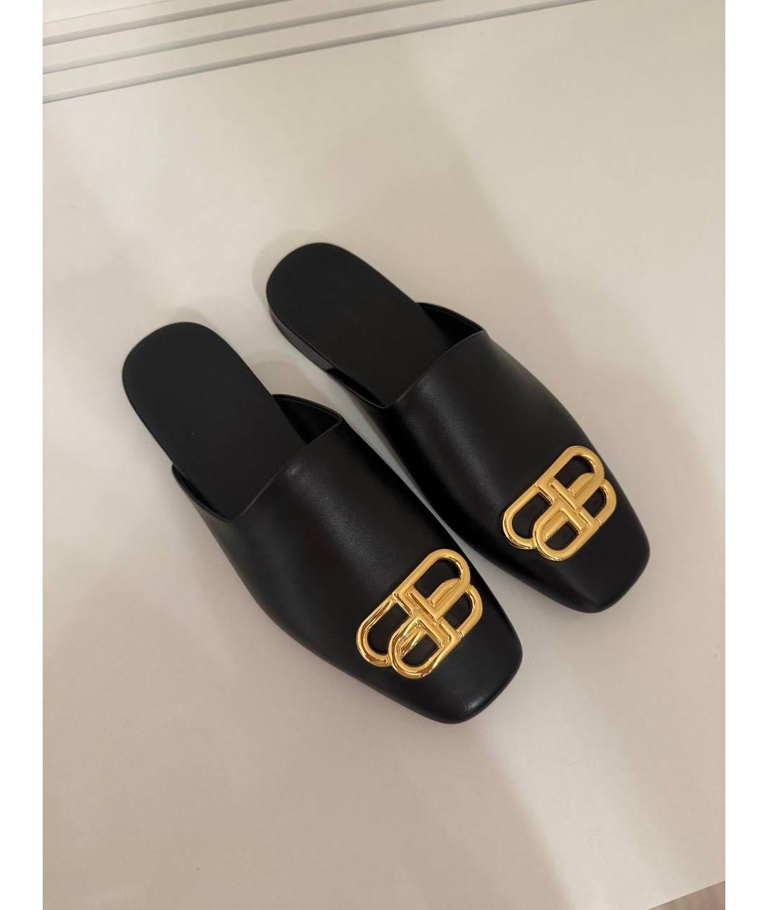 BALENCIAGA Черные кожаные мюли, фото 2