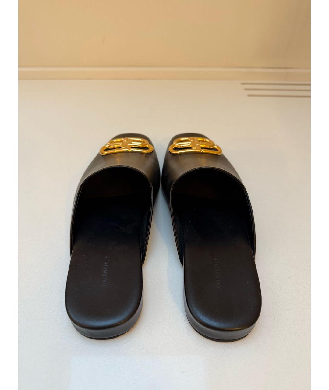 BALENCIAGA Черные кожаные мюли, фото 5