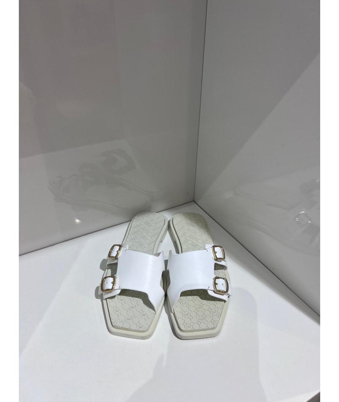 SANTONI Белые кожаные шлепанцы, фото 3