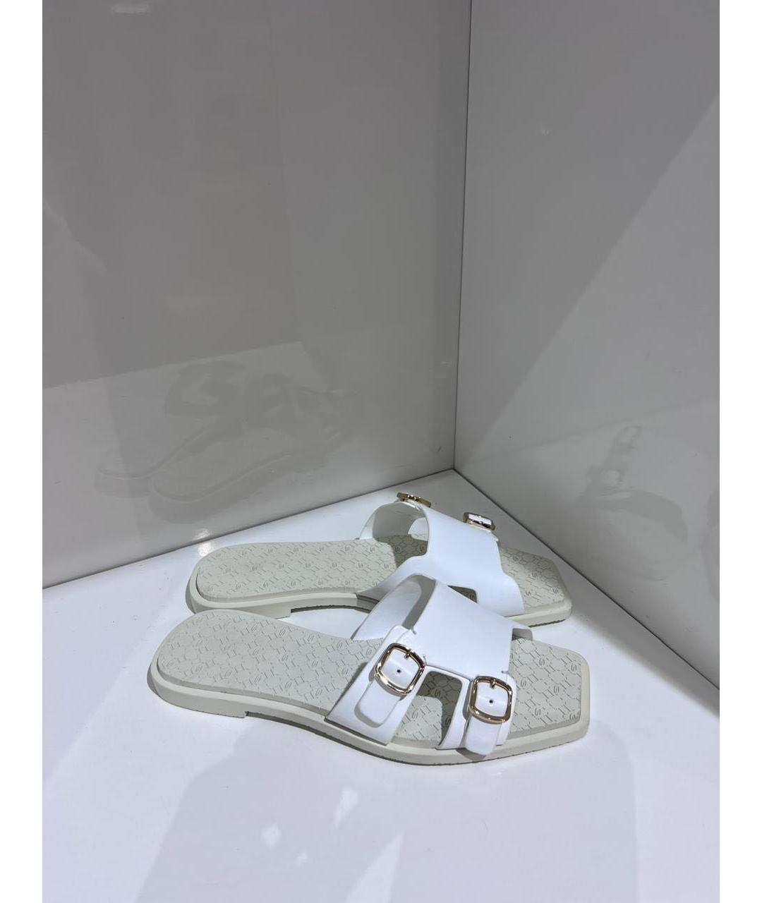 SANTONI Белые кожаные шлепанцы, фото 2