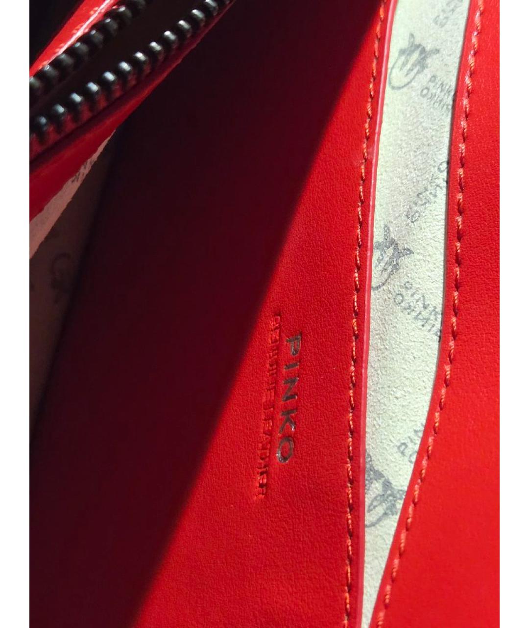 PINKO Красная кожаная сумка через плечо, фото 4