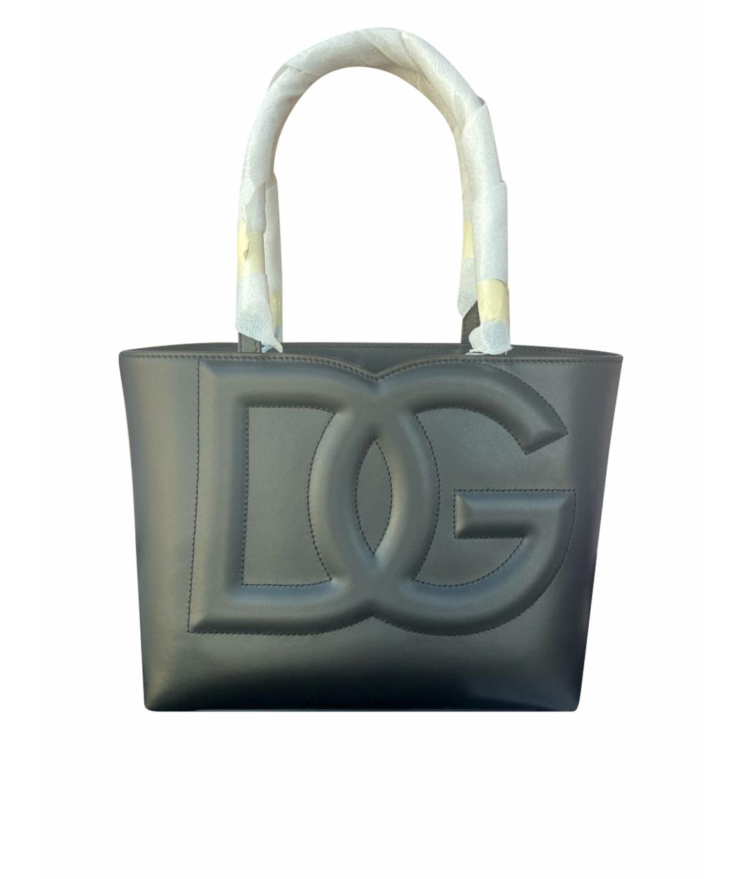 DOLCE&GABBANA Черная кожаная сумка тоут, фото 1