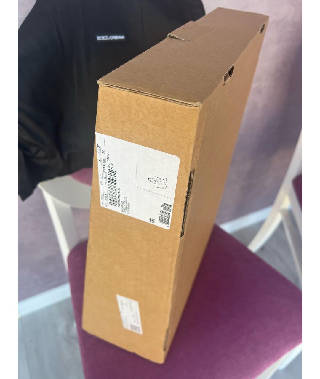 DOLCE&GABBANA Черная кожаная сумка тоут, фото 6