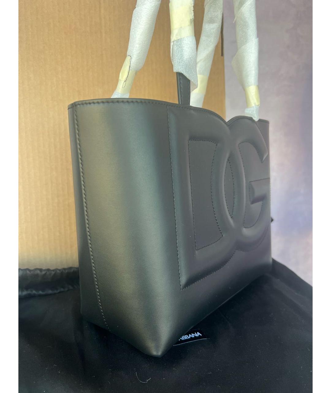 DOLCE&GABBANA Черная кожаная сумка тоут, фото 2