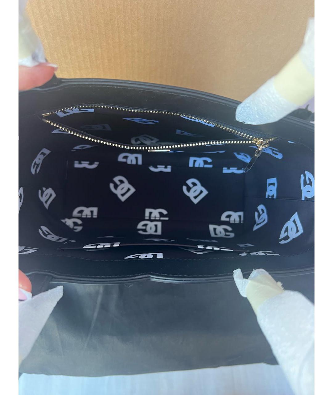 DOLCE&GABBANA Черная кожаная сумка тоут, фото 4