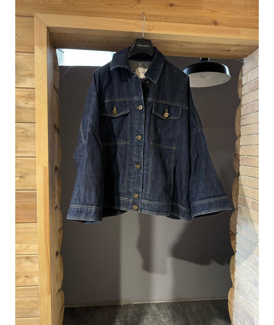 LANVIN Темно-синяя хлопковая куртка, фото 7
