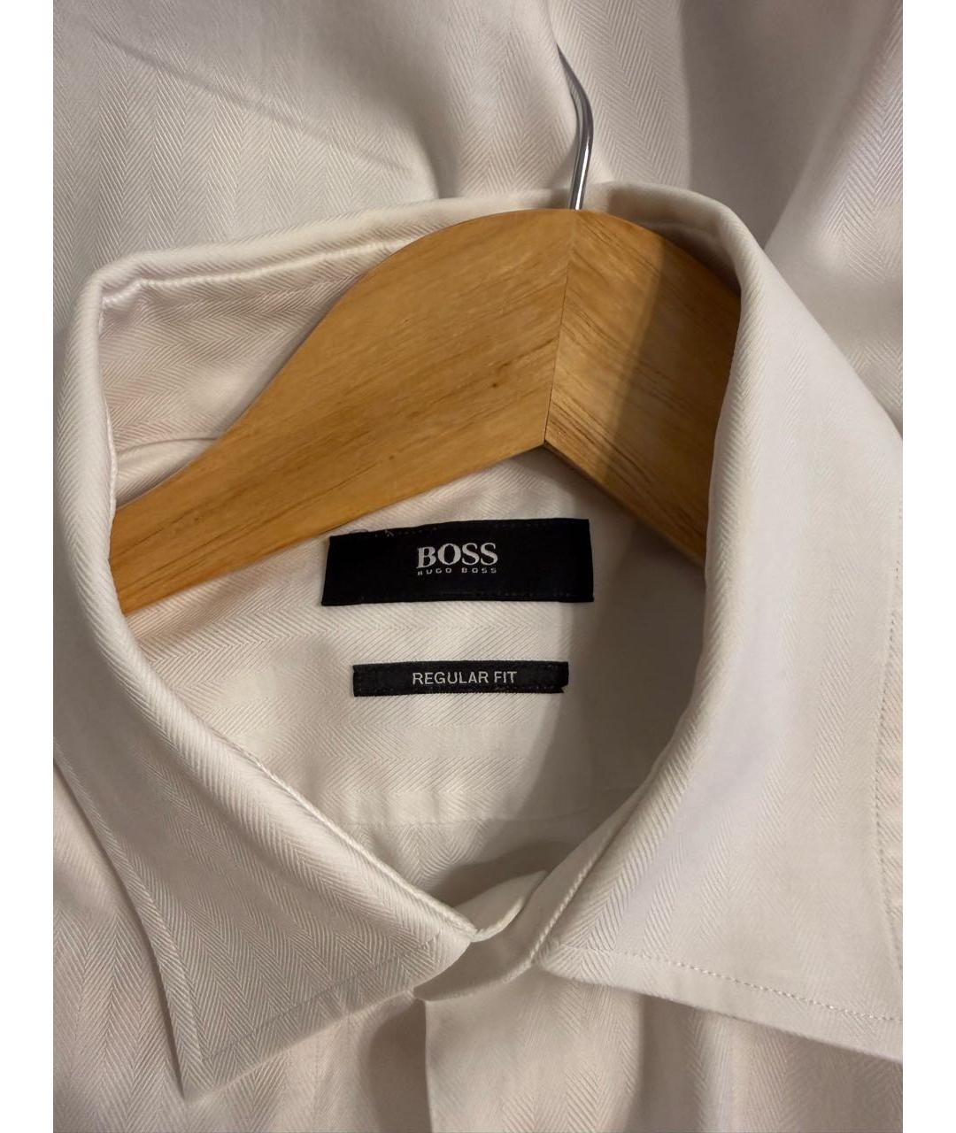 HUGO BOSS Белая хлопковая классическая рубашка, фото 3