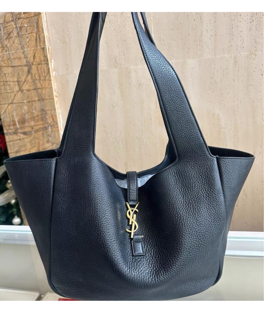 SAINT LAURENT Черная кожаная сумка через плечо, фото 2