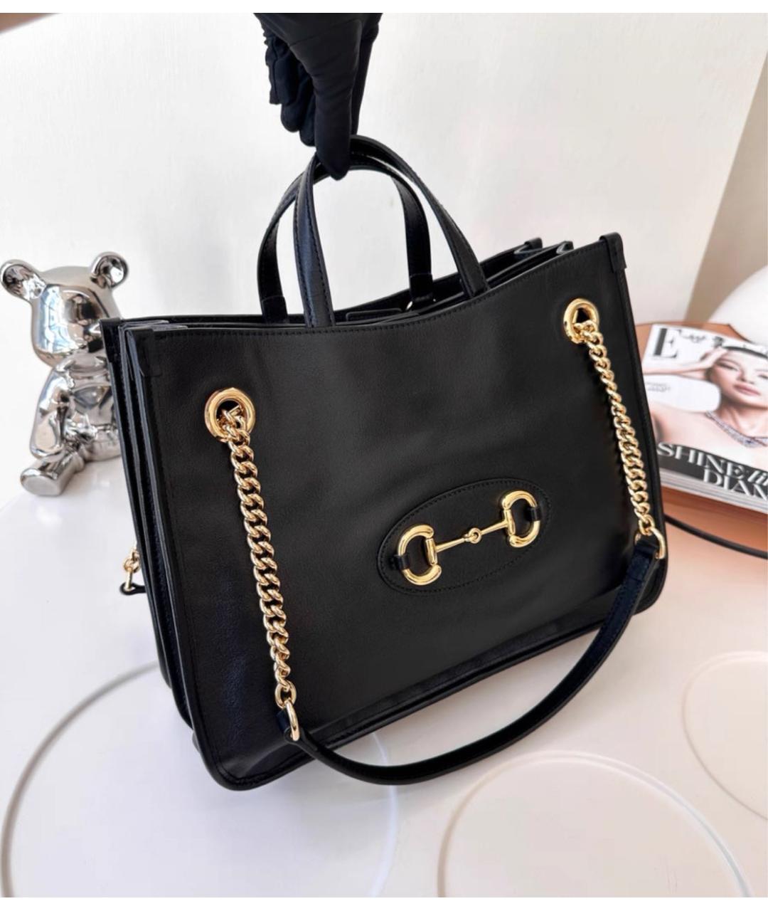 GUCCI Черная кожаная сумка через плечо, фото 2