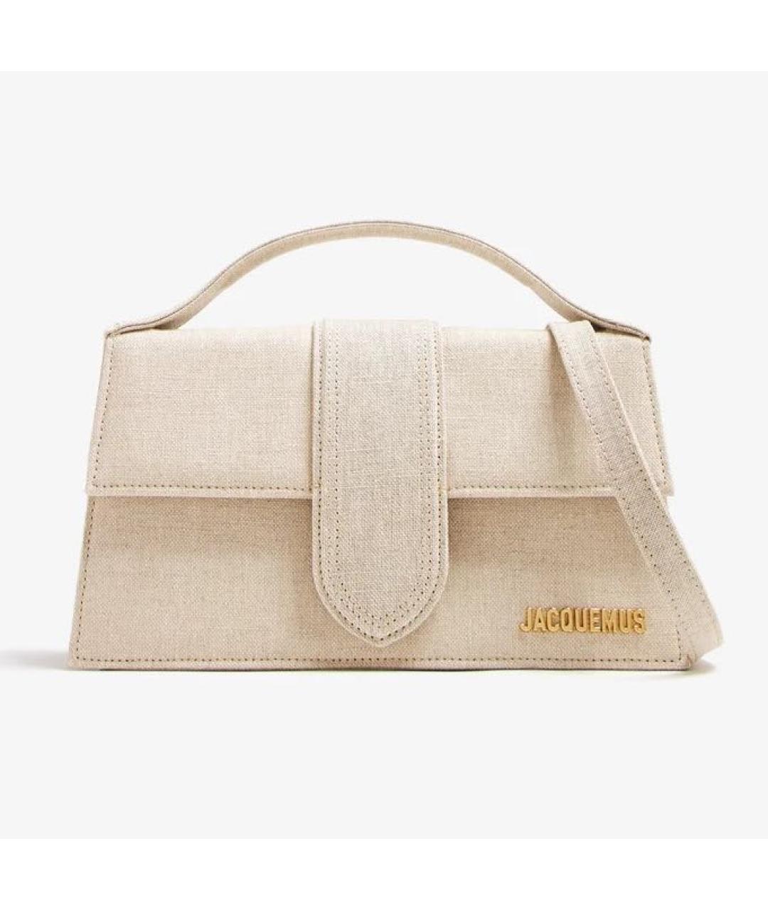 JACQUEMUS Бежевая тканевая сумка с короткими ручками, фото 7