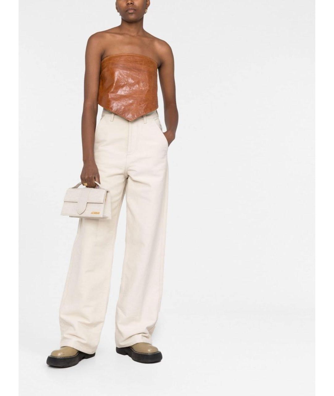 JACQUEMUS Бежевая тканевая сумка с короткими ручками, фото 2