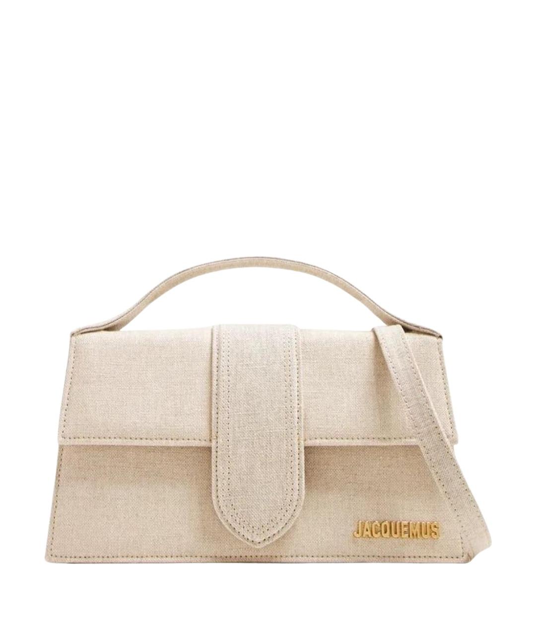 JACQUEMUS Бежевая тканевая сумка с короткими ручками, фото 1