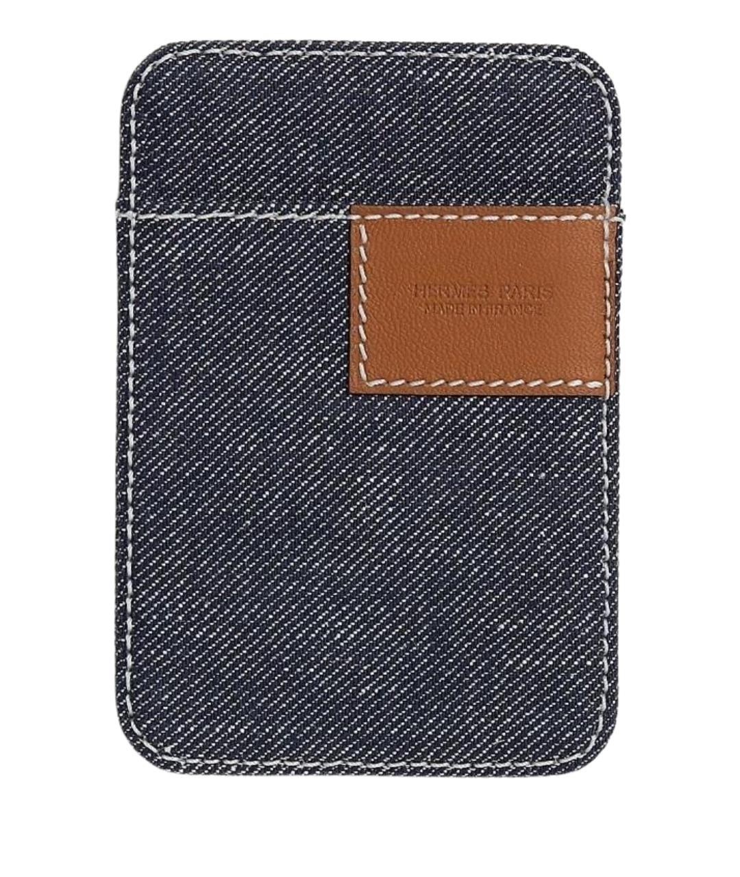 HERMES Темно-синий кожаный кардхолдер, фото 1