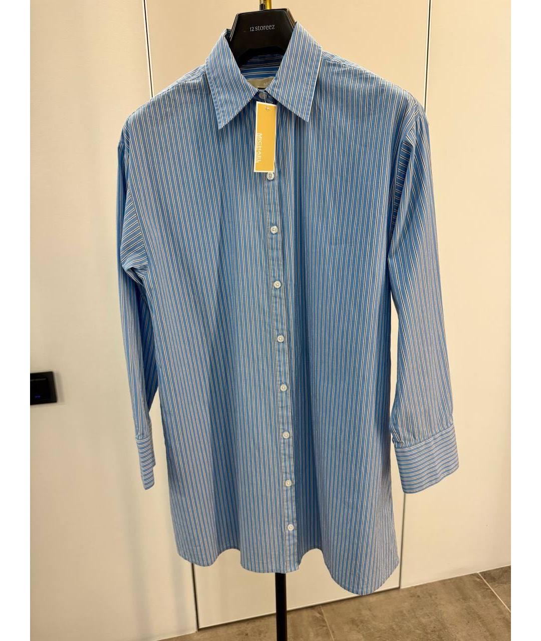 MICHAEL KORS Голубое хлопковое повседневное платье, фото 8