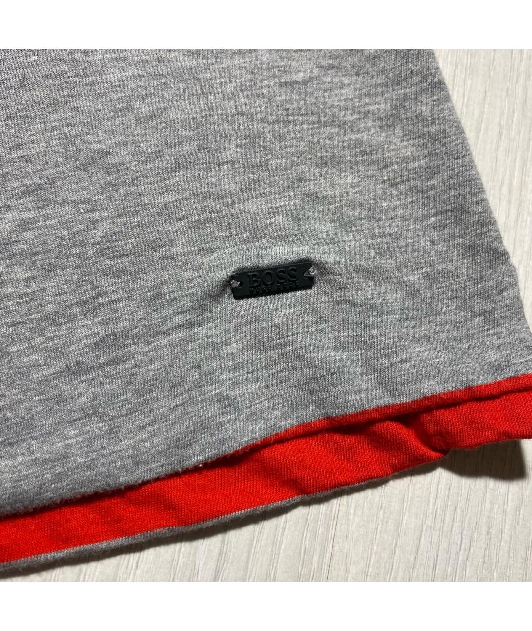 HUGO BOSS Серое хлопковое поло с длинным рукавом, фото 8