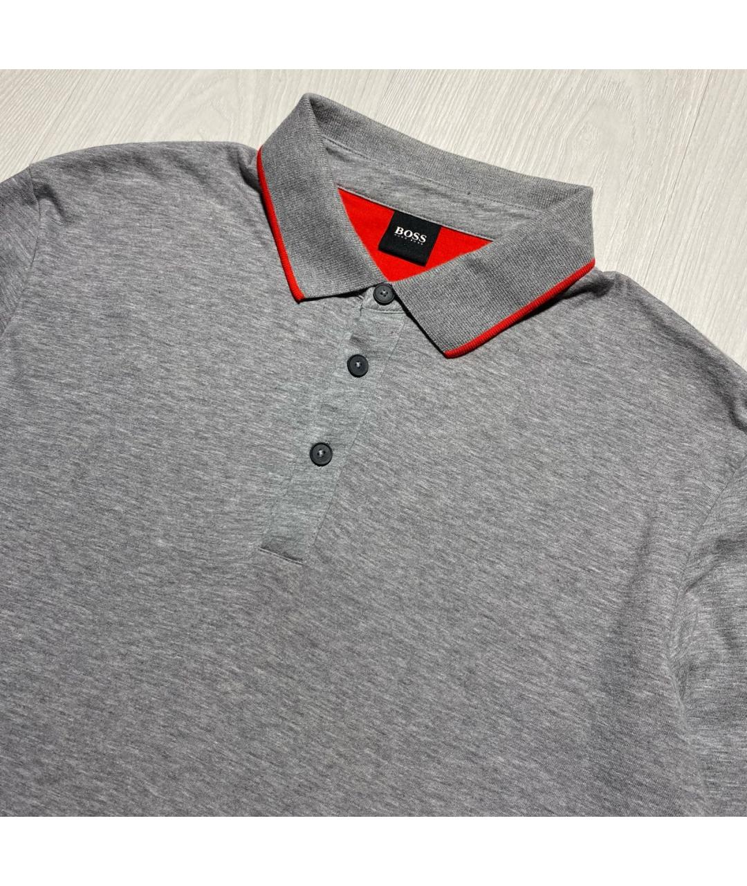HUGO BOSS Серое хлопковое поло с длинным рукавом, фото 3
