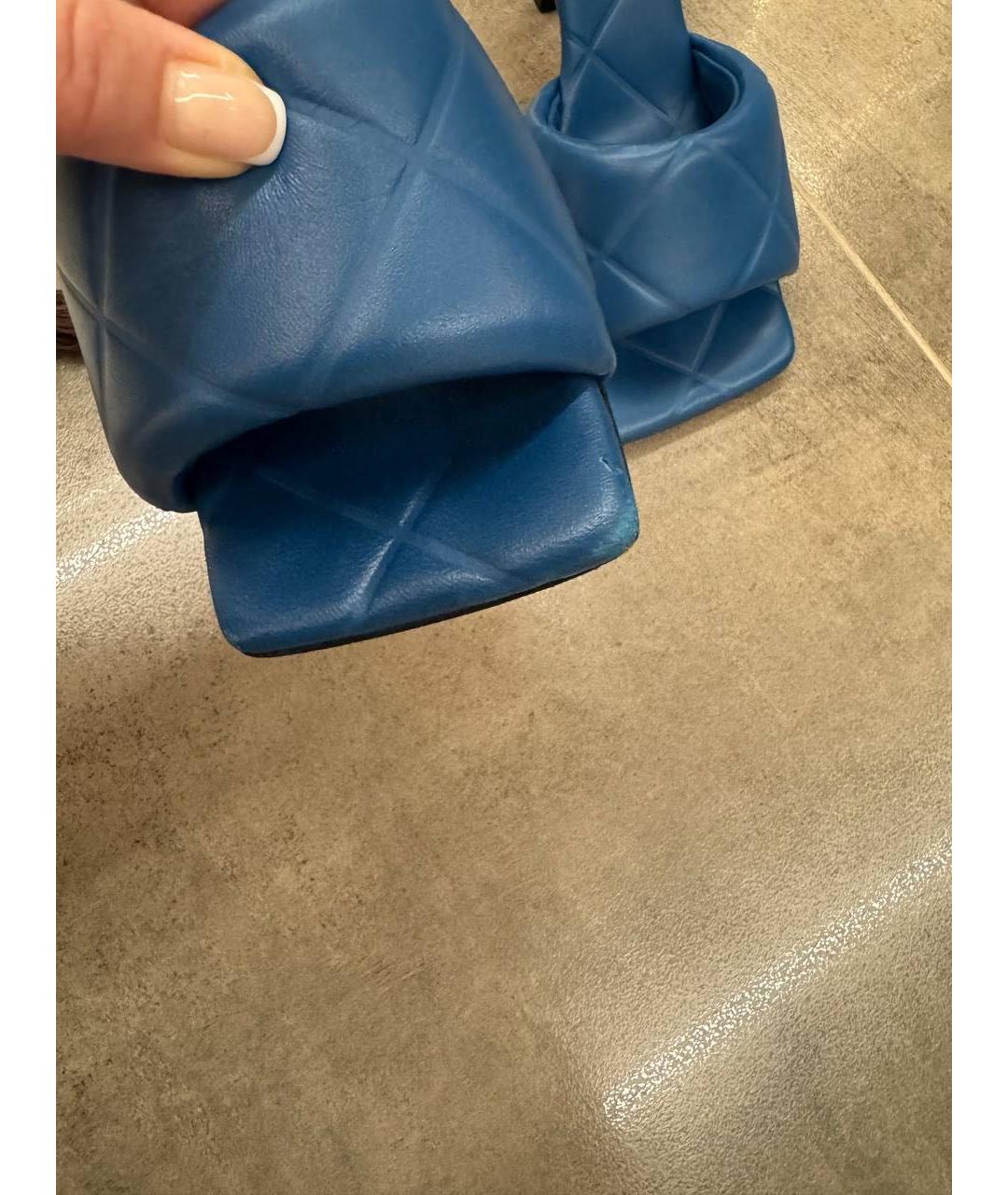 BOTTEGA VENETA Темно-синие кожаные мюли, фото 5