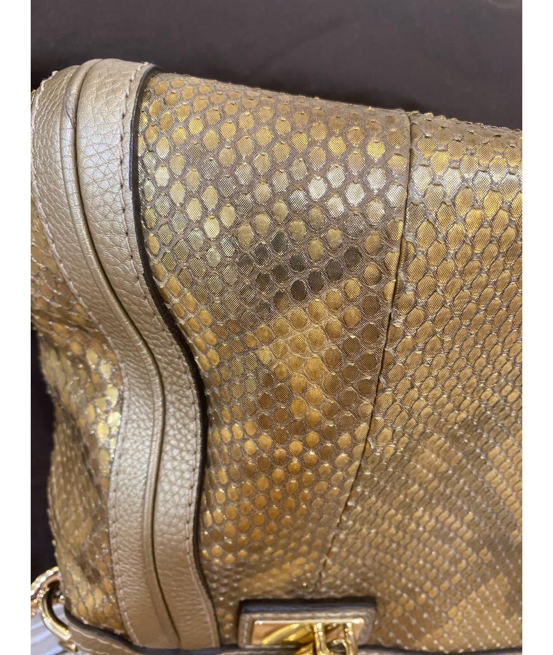 GUCCI Золотая сумка с короткими ручками из экзотической кожи, фото 6