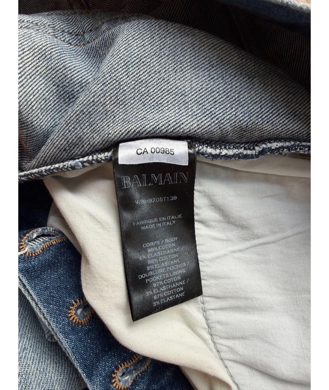 BALMAIN Голубые хлопко-эластановые прямые джинсы, фото 5