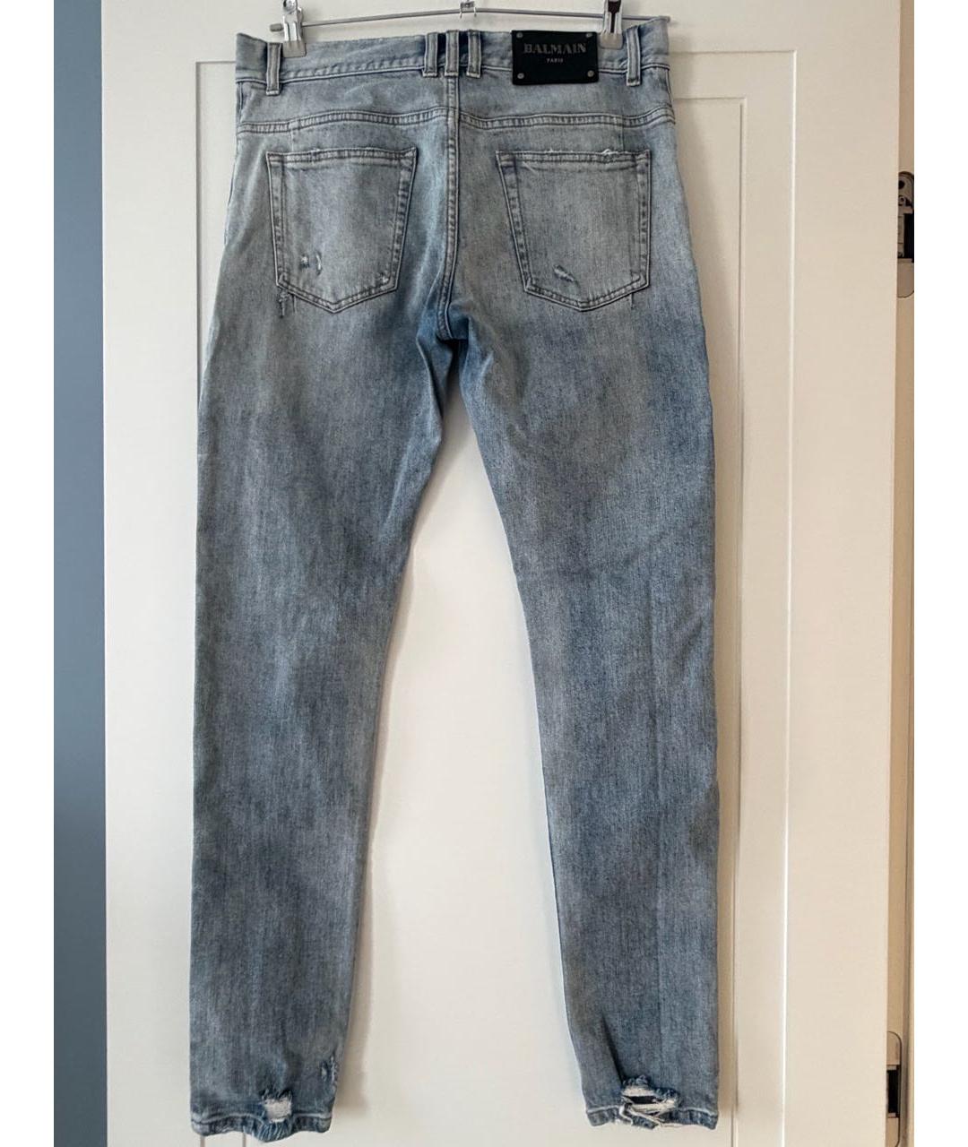 BALMAIN Голубые хлопко-эластановые прямые джинсы, фото 2