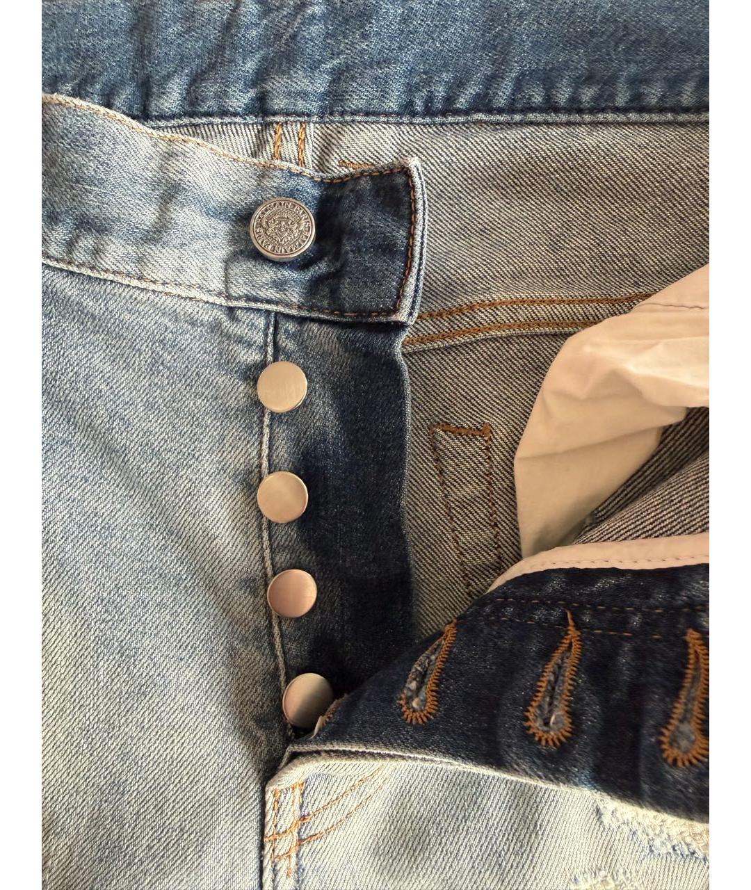 BALMAIN Голубые хлопко-эластановые прямые джинсы, фото 3