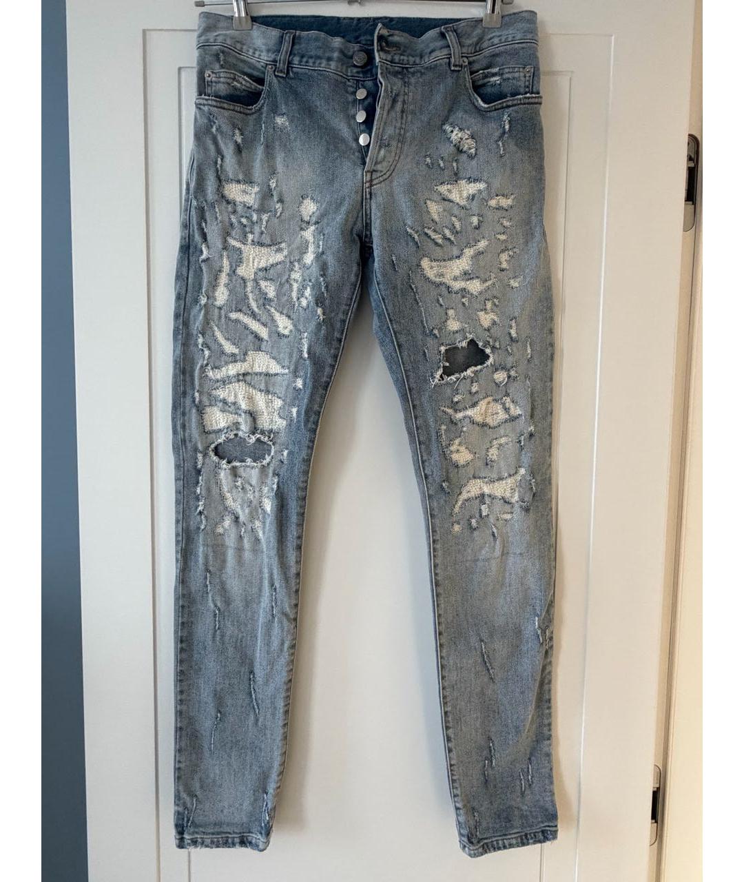 BALMAIN Голубые хлопко-эластановые прямые джинсы, фото 9