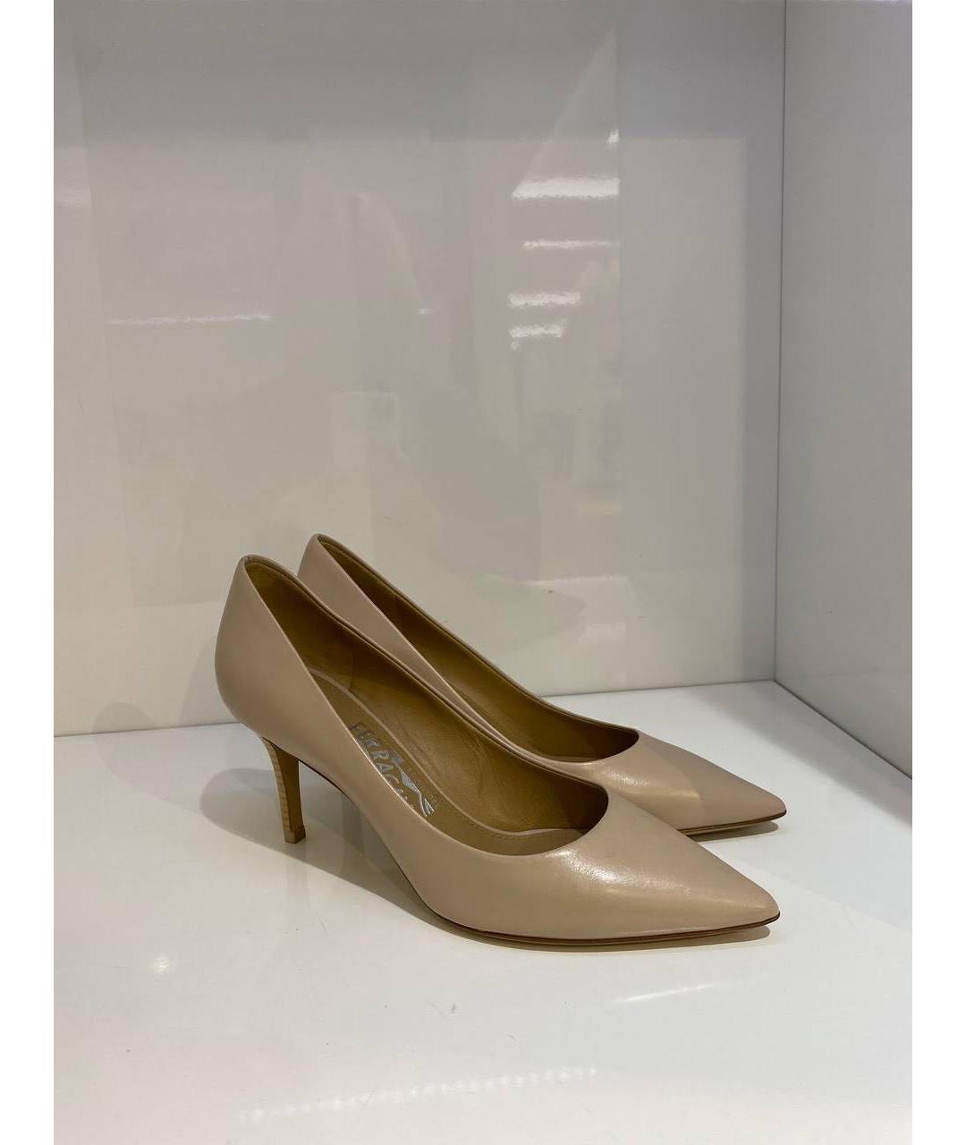 FERRAGAMO Бежевые кожаные туфли, фото 4