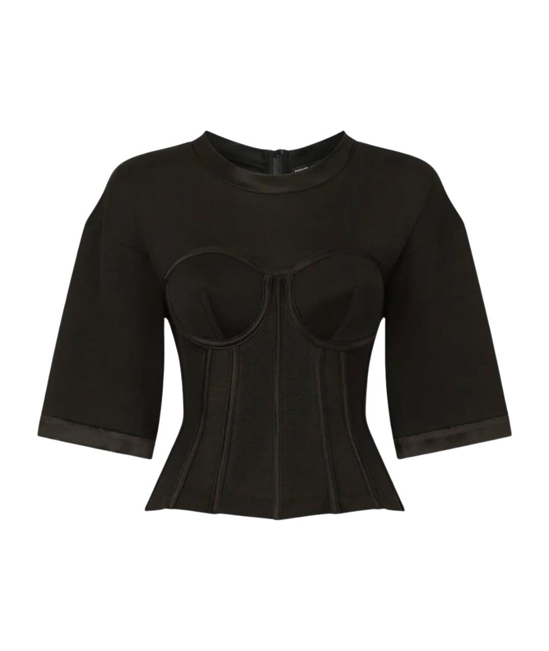 DOLCE&GABBANA Черная шелковая футболка, фото 1