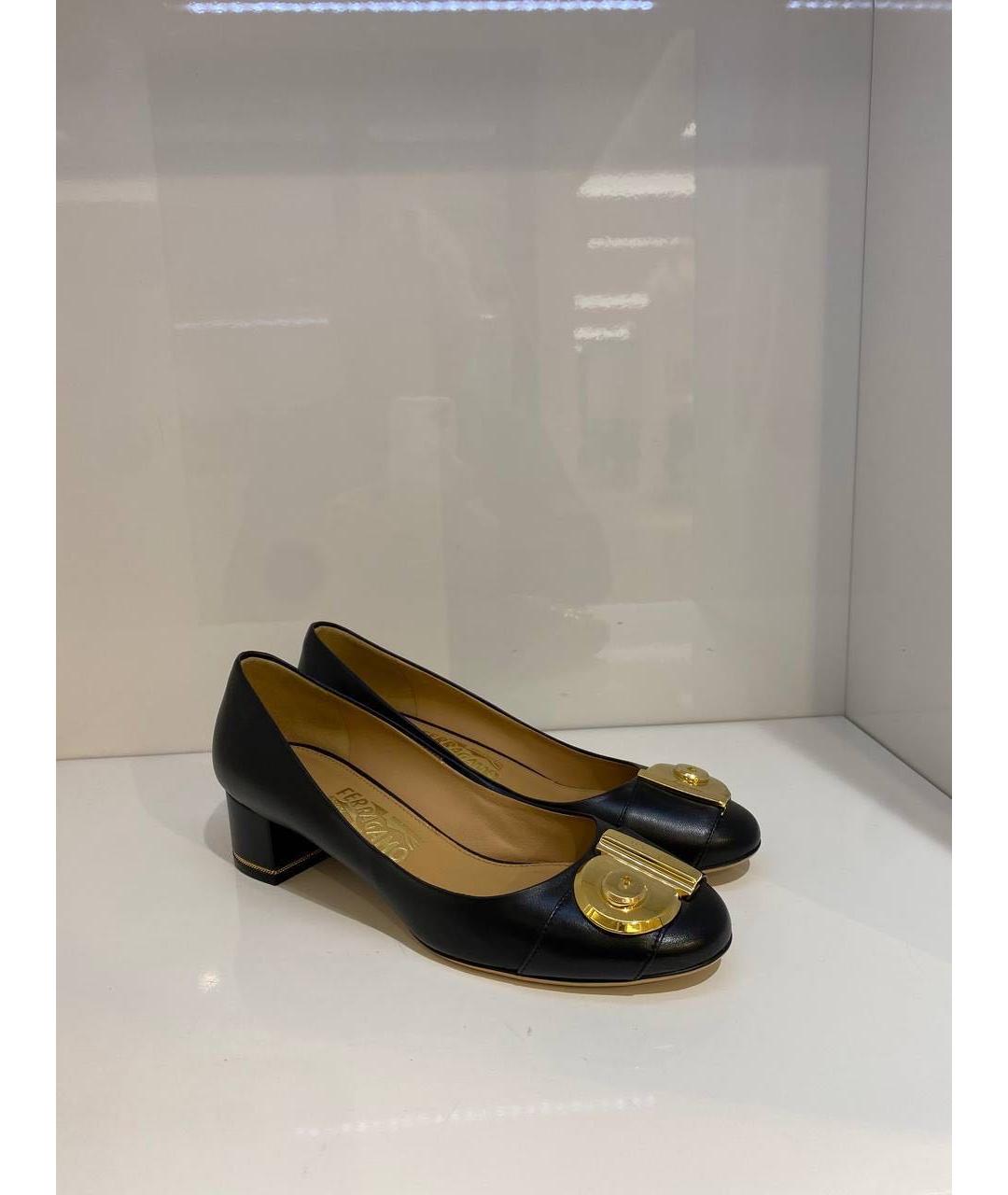 FERRAGAMO Черные кожаные туфли, фото 4