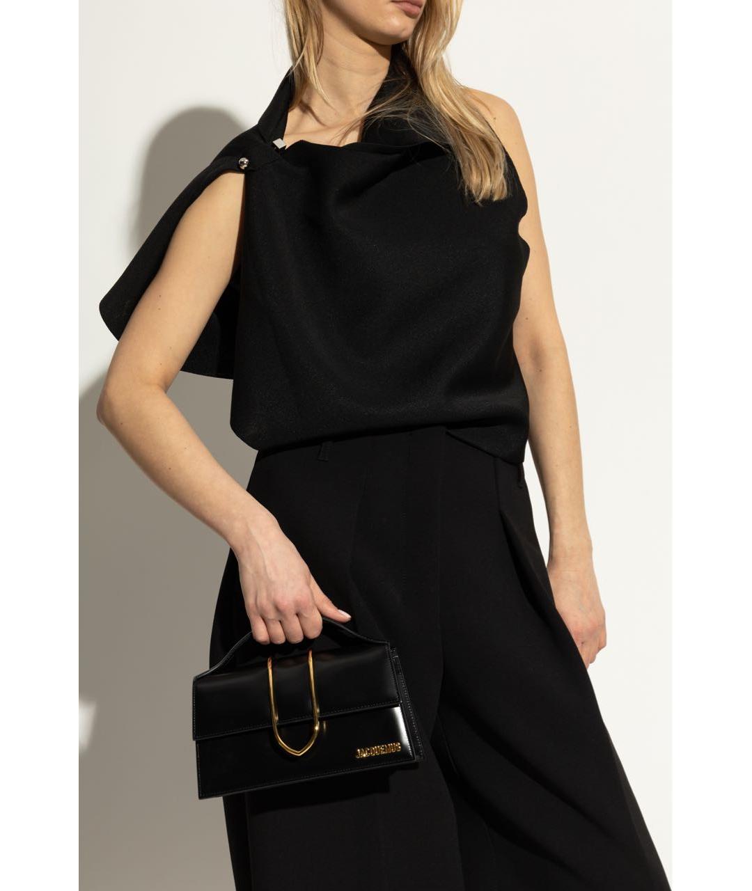 JACQUEMUS Черная сумка через плечо из лакированной кожи, фото 4
