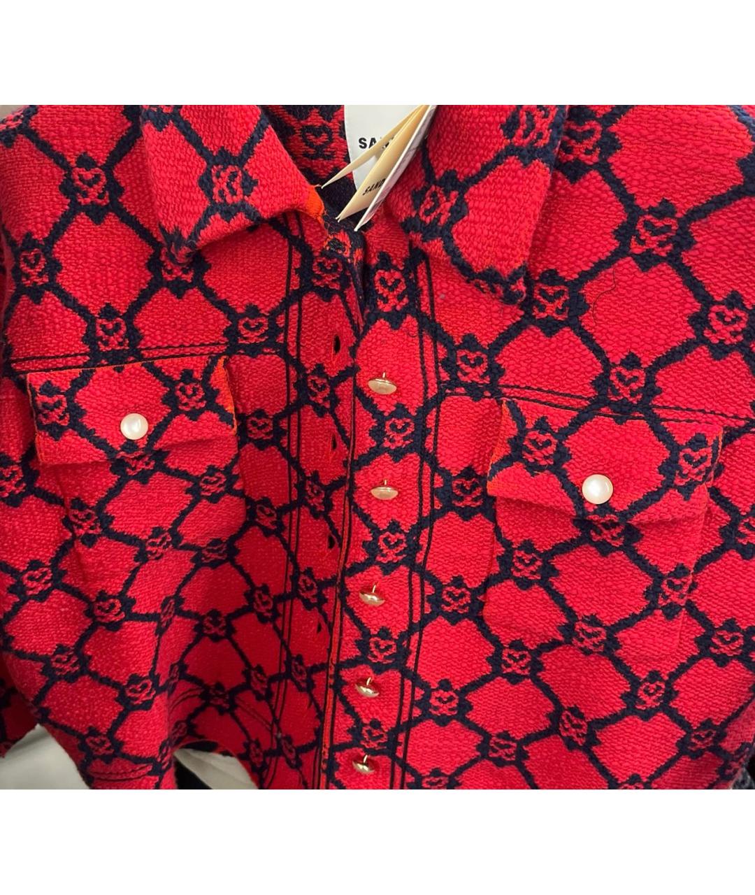 SANDRO Красный хлопковый жакет/пиджак, фото 3