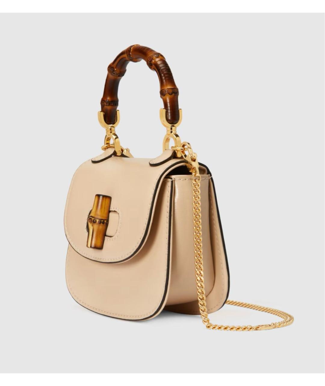 GUCCI Бежевая кожаная сумка через плечо, фото 2