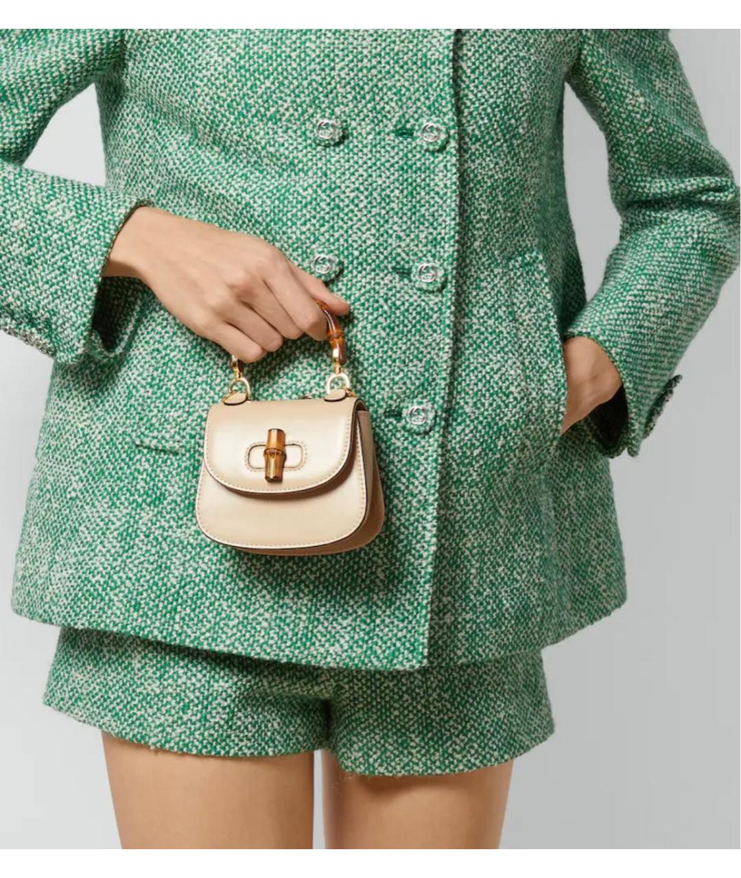 GUCCI Бежевая кожаная сумка через плечо, фото 7