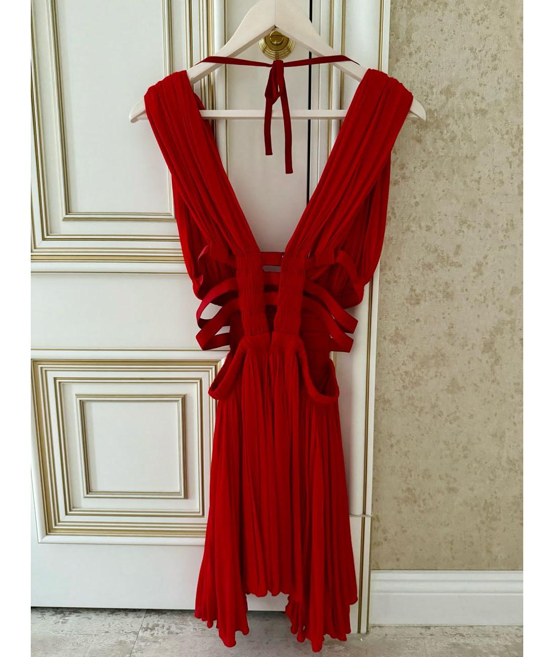 ALAIA Красное вискозное коктейльное платье, фото 6