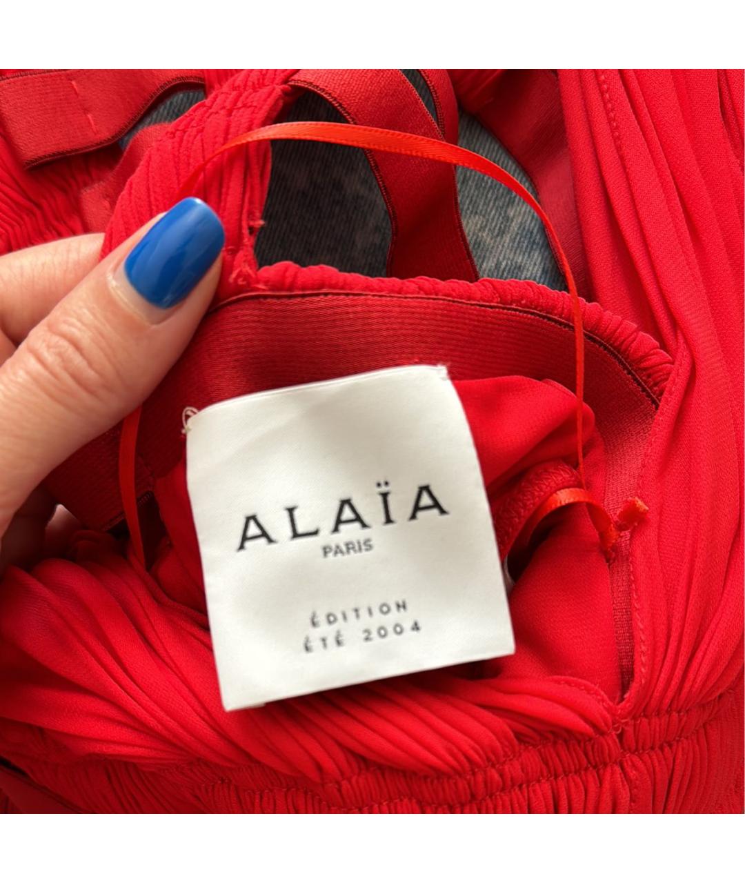 ALAIA Красное вискозное коктейльное платье, фото 4