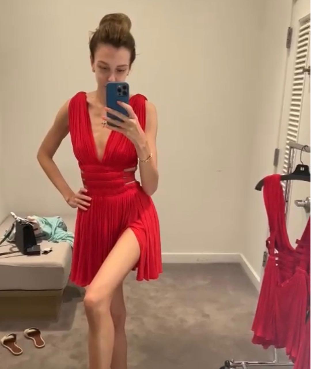 ALAIA Красное вискозное коктейльное платье, фото 2